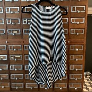 Silk tunic tank top black and white stripe size 10